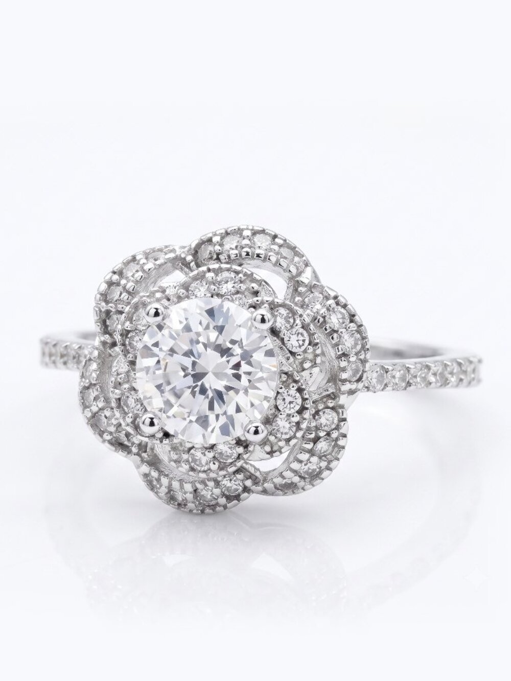Vintage Style Flower Ring - 925 Sterling Silver